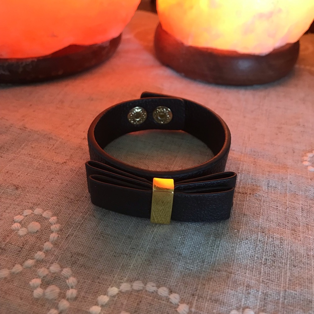 Black Leather Bow Bracelet